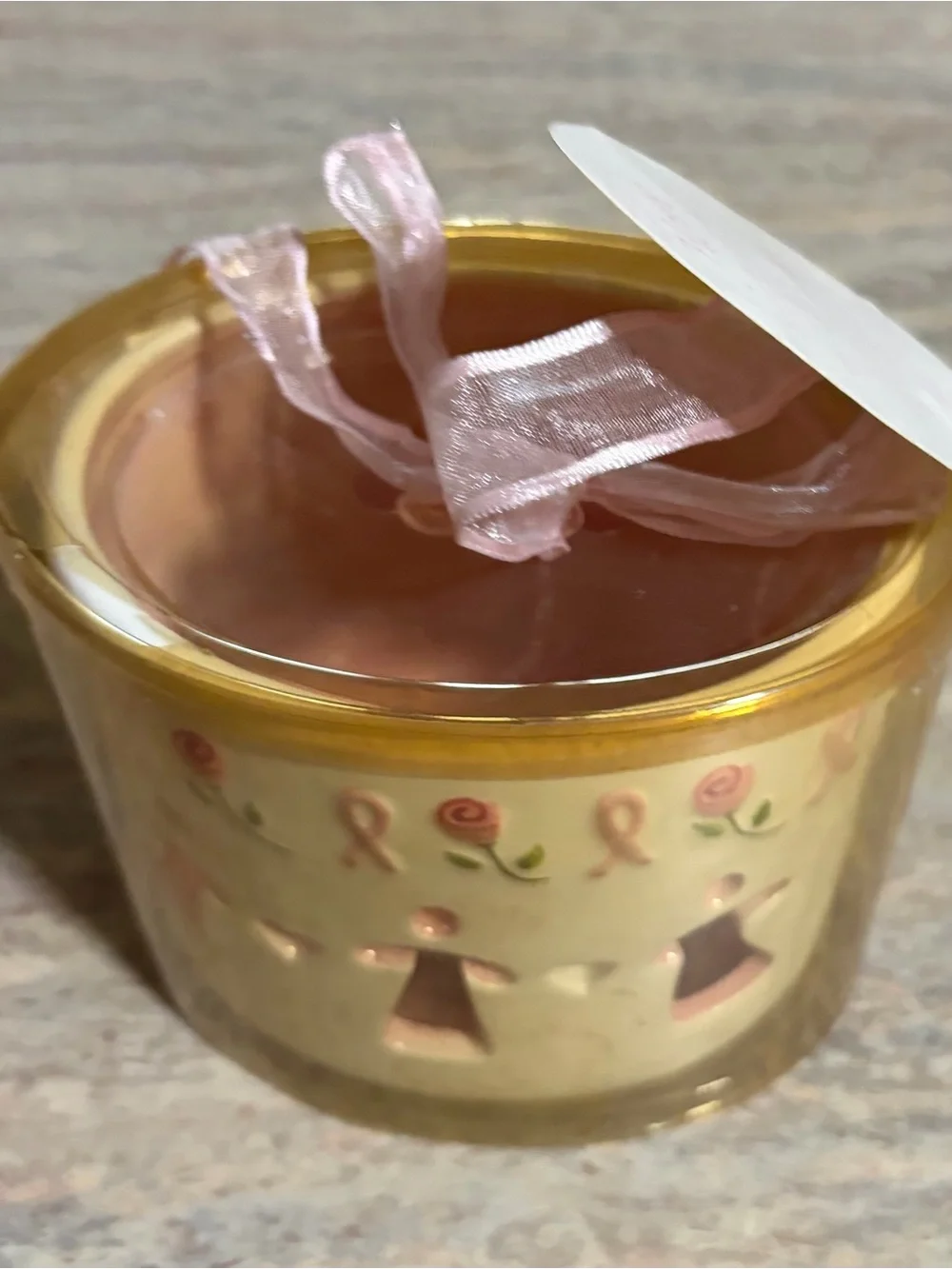 NWT Wax Accessories Pink Ribbon Decorative Candle for Cancer Awareness